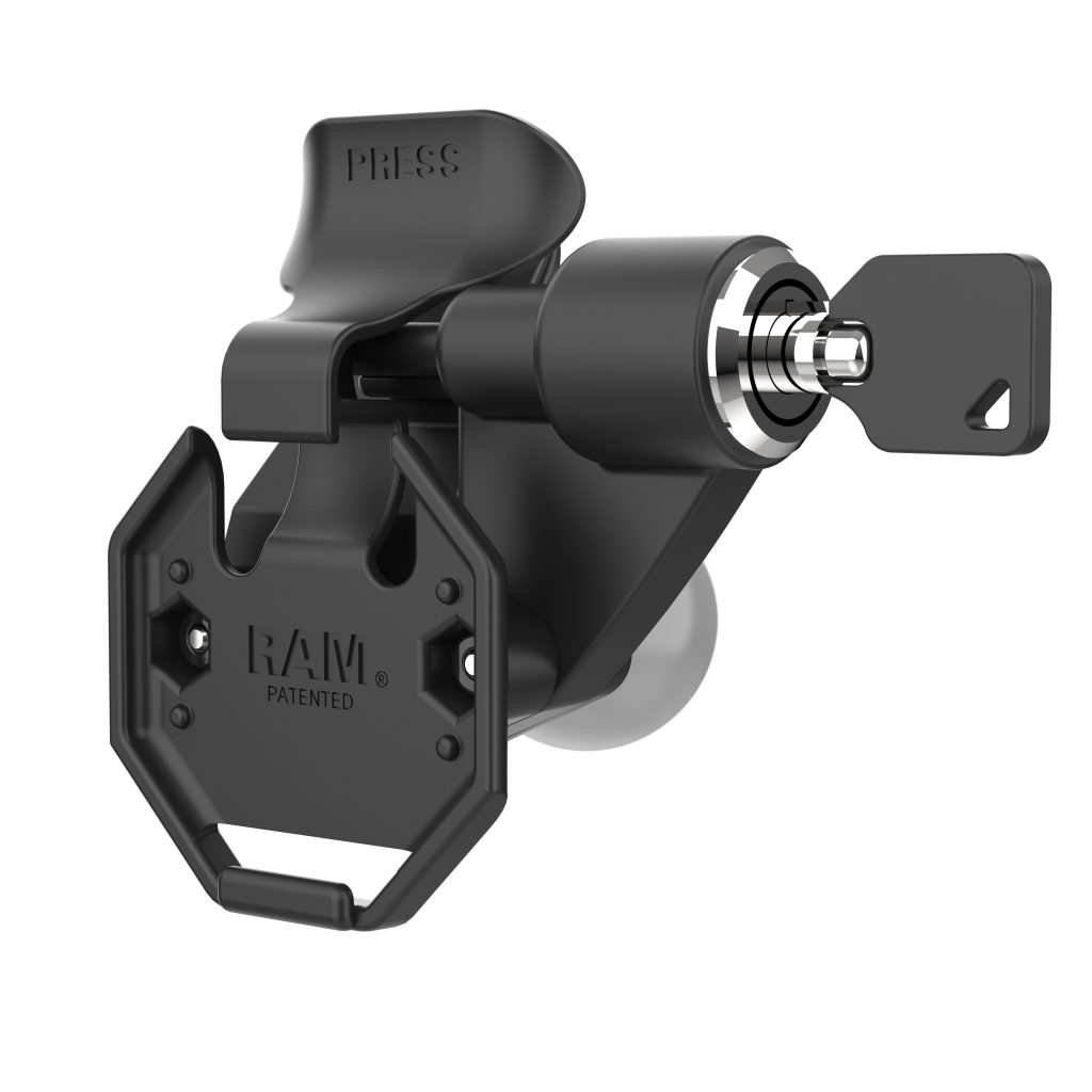 RAM®右锁支架，适用于带GDS® Uni-Conn™按钮的平板电脑