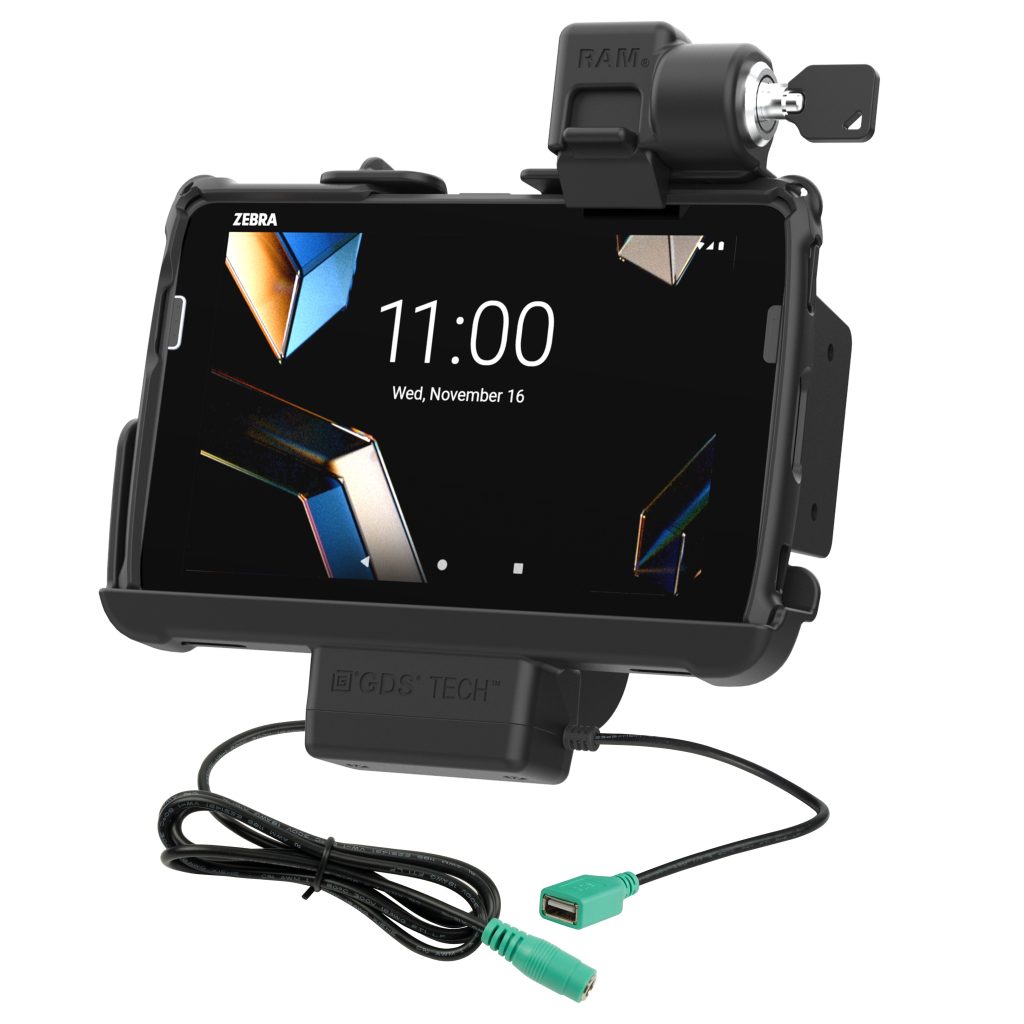 锁定Zebra ET 4x 8英寸的RAM® Tough-Dock™电源+数据