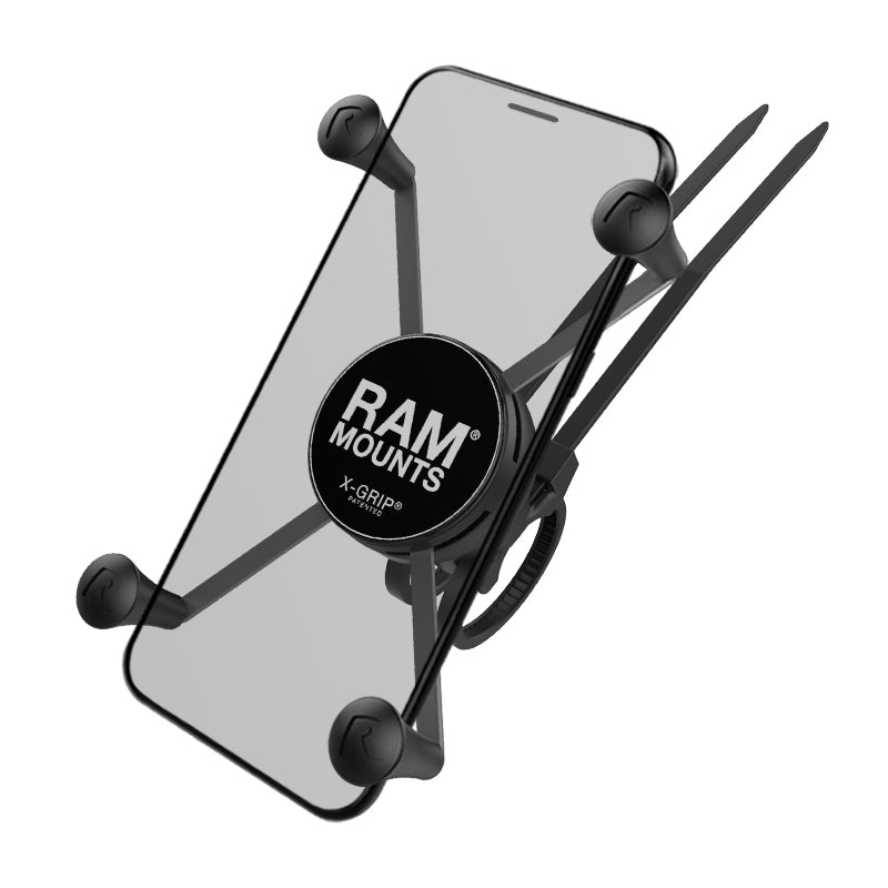 RAM® X-Grip®大型手机支架，带RAM® EZ-On/Off™自行车底座