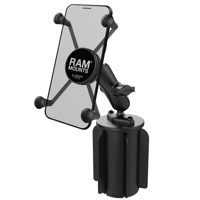 RAM® X-Grip®大型手机支架，带RAM-A-CAN™ II杯架底座