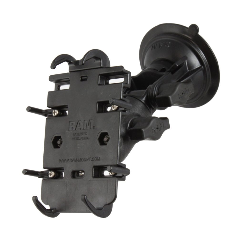 RAM® Quick-Grip™手机支架，带有RAM® Twist-Lock™吸力棘轮底座