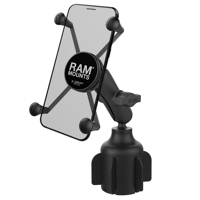 RAM® X-Grip®大型手机底座，配有RAM® Stubby™杯架底座