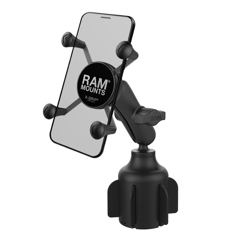 RAM® X-Grip®手机支架，带有RAM® Stubby™杯架底座