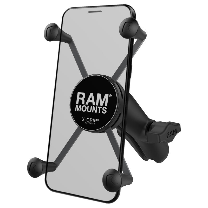 RAM® X-Grip®大型手机支架，带复合双插座臂