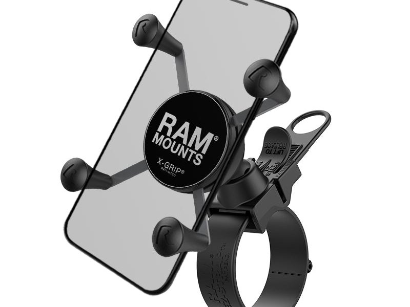 RAM® X-Grip® Phone Mount with RAM® EZ-Strap™ Rail Mount