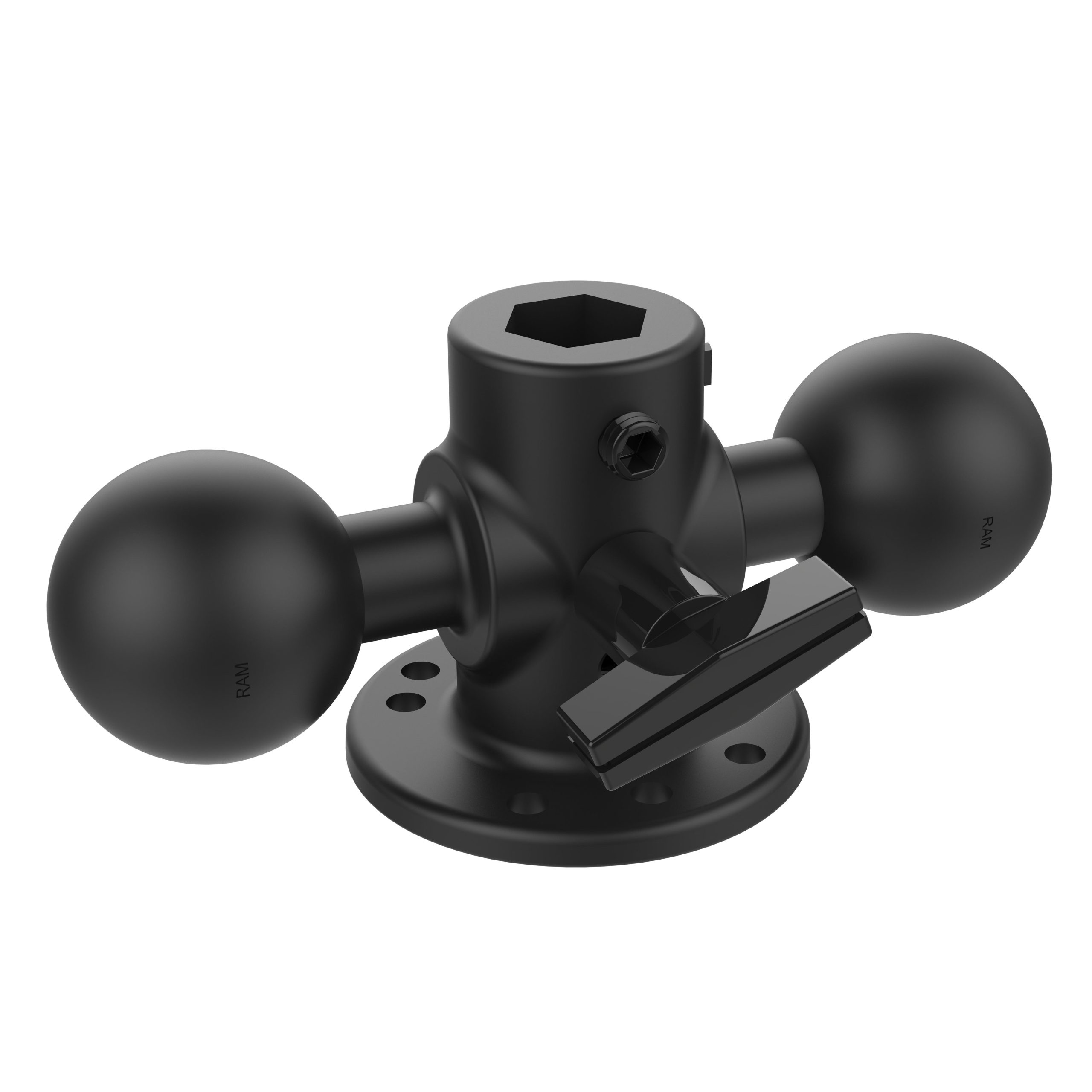 带有圆形底座和旋钮的RAM®双球适配器