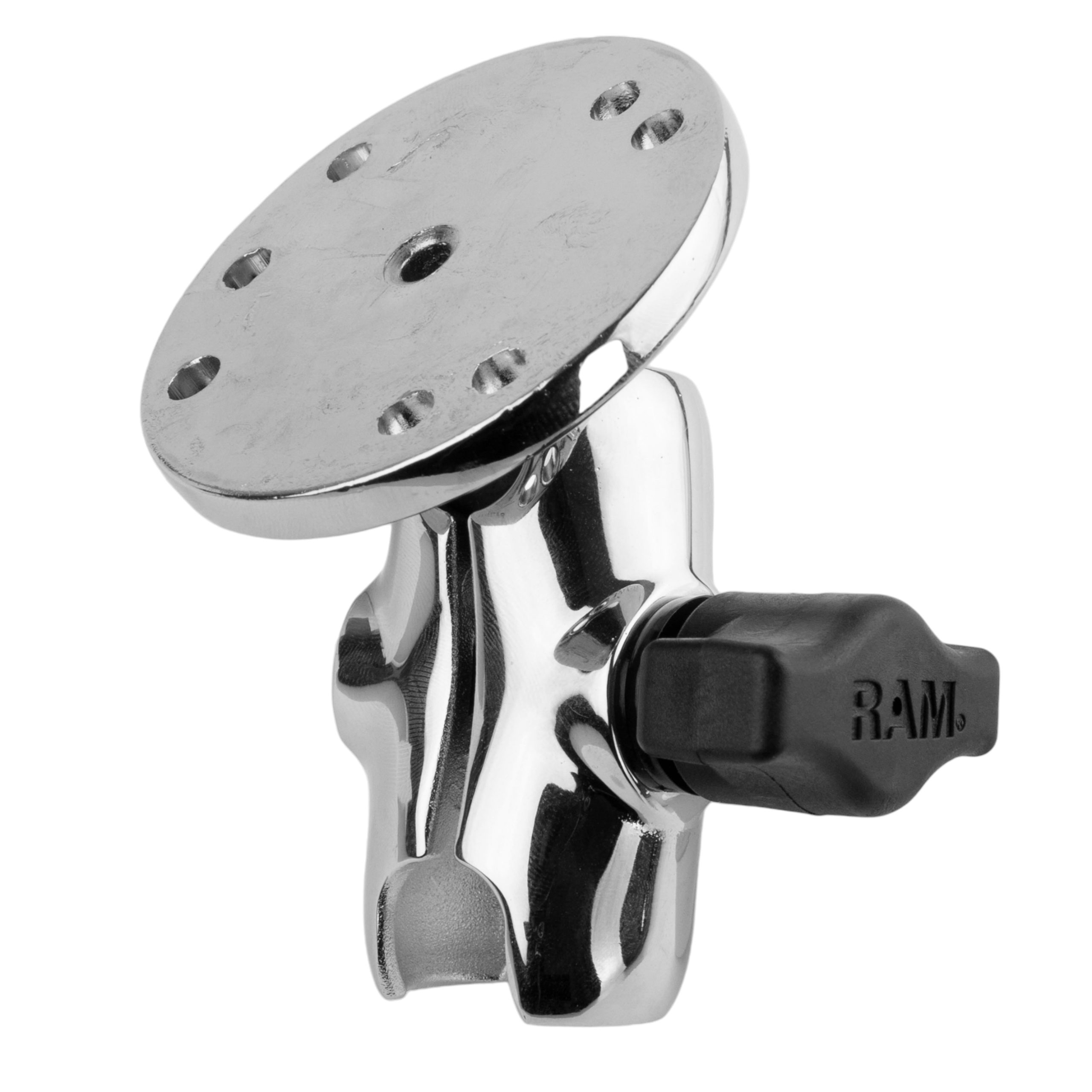 RAM®镀铬双插座臂，带圆板-短臂