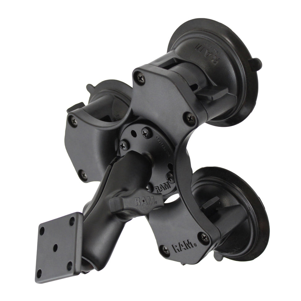 RAM® Twist-Lock™三吸杯支架，带矩形AMPS板