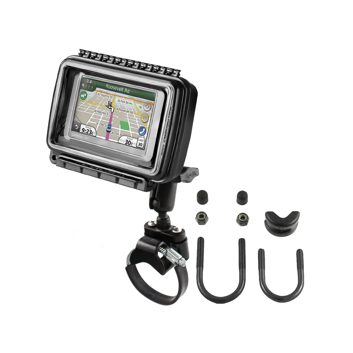 适用于中宽设备的RAM® Aqua Box® ATV/UTV轨道安装
