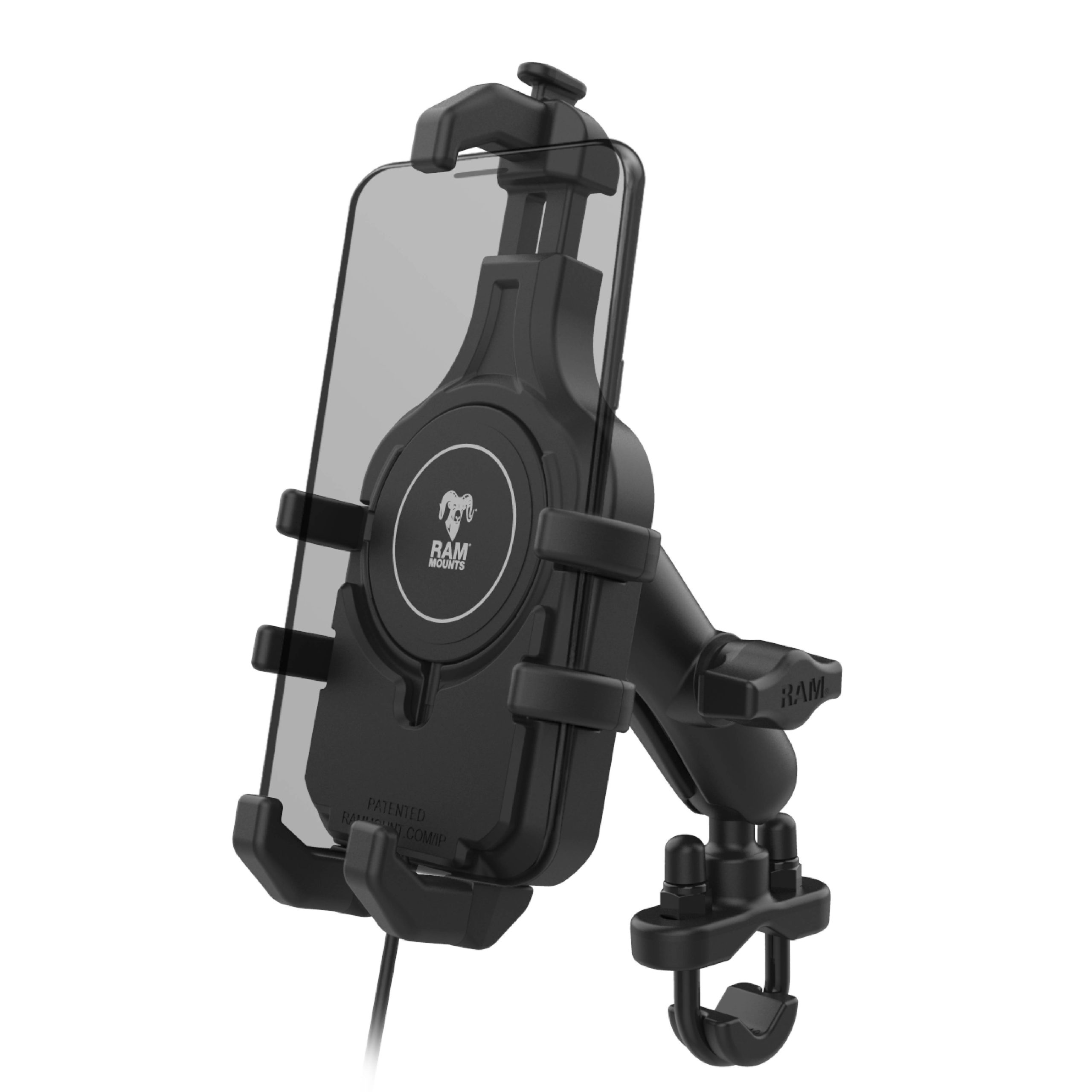 RAM® Quick-Grip™ Pro手机手柄底座，配备Qi 2 15 W无线充电器