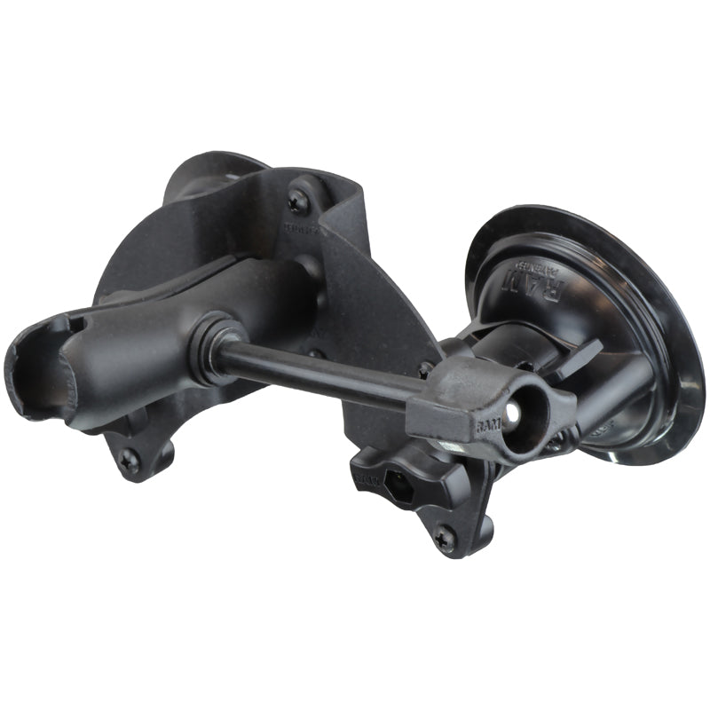 RAM® Twist-Lock™枢轴吸盘底座，带插座臂和固定旋钮