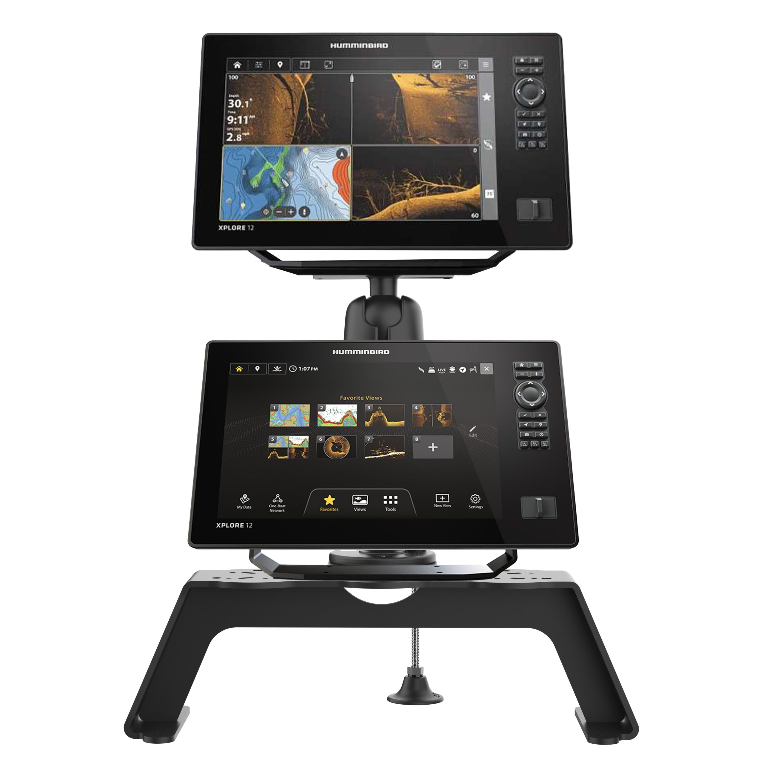 RAM® Fish Buttons Deck套件，配备Humminbird Hattles 8-10和XPLore Mount