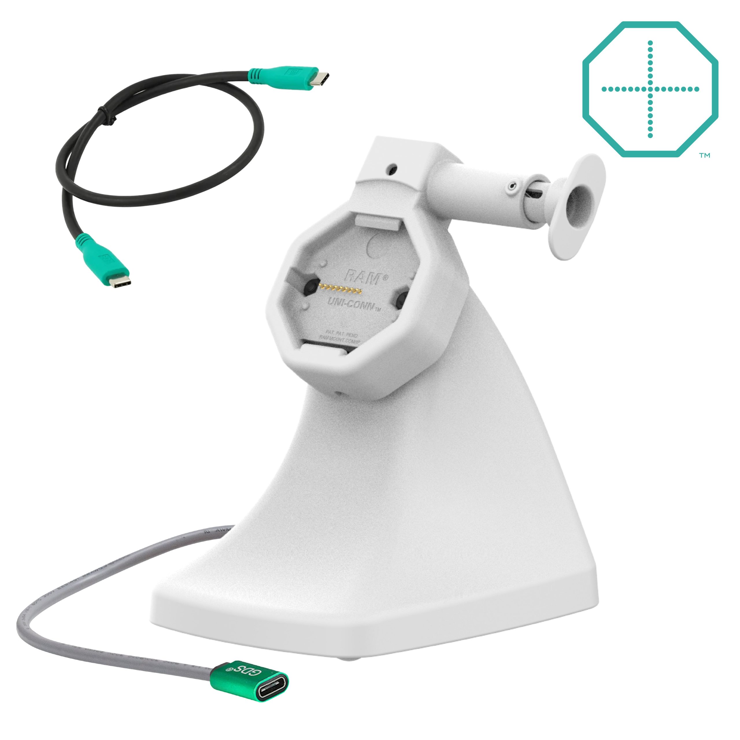 GDS® Uni-Conn™电动Kiosk Dock，带释放按钮和USB-C -灰色