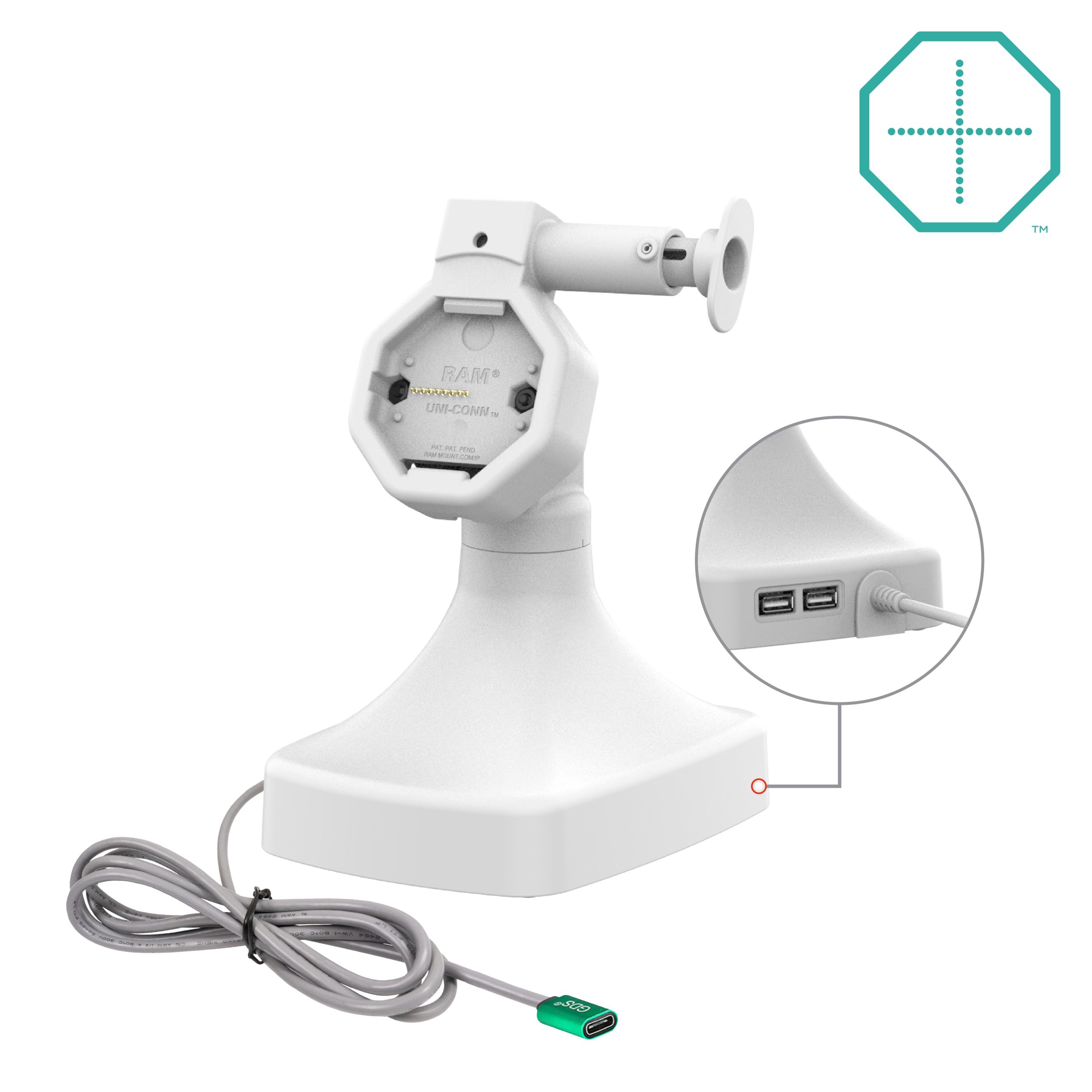 GDS® Uni-Conn™电动扳手和旋转底座，带USB-C +数据-灰色
