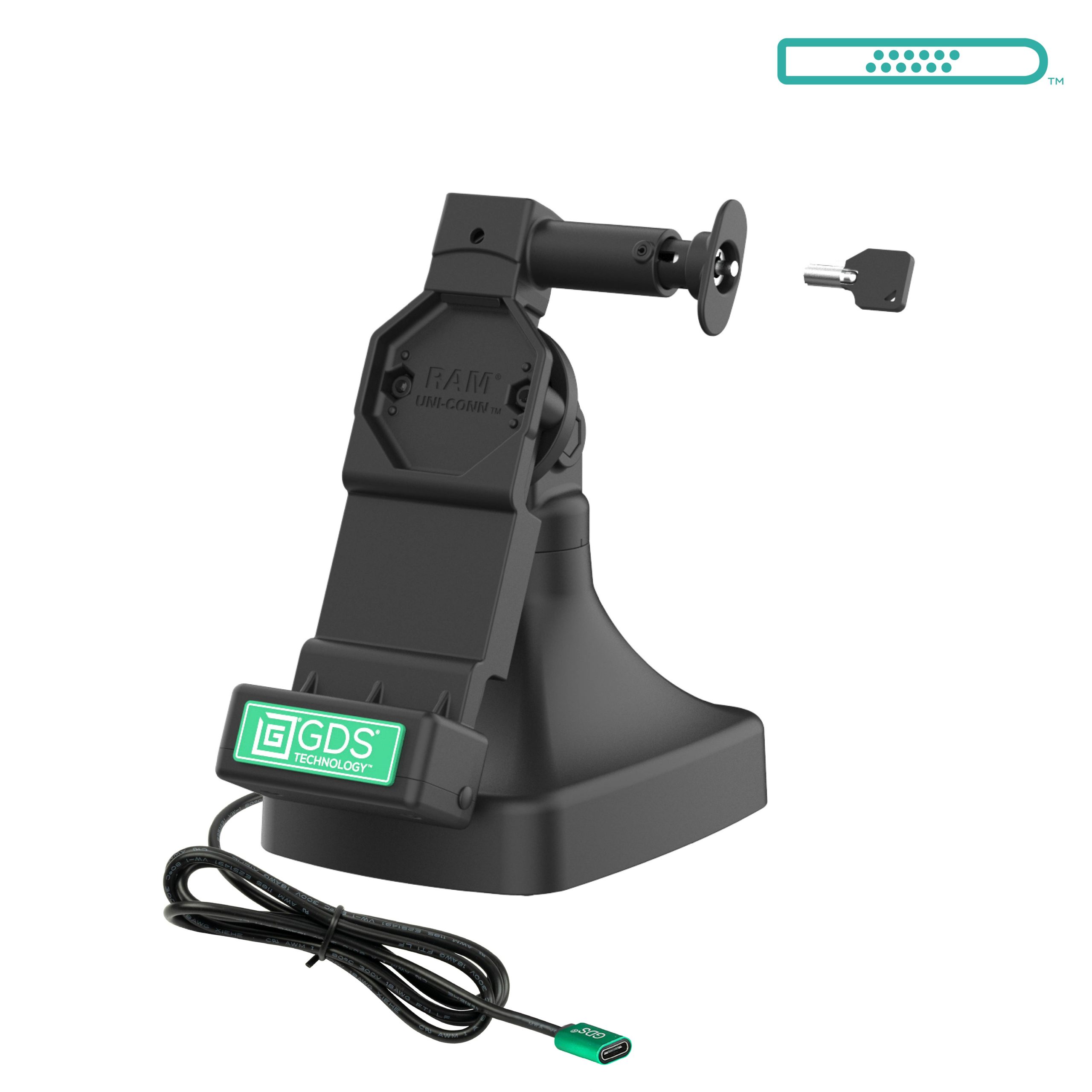 GDS® Uni-Conn™带USB-C的锁定按钮和旋转底座