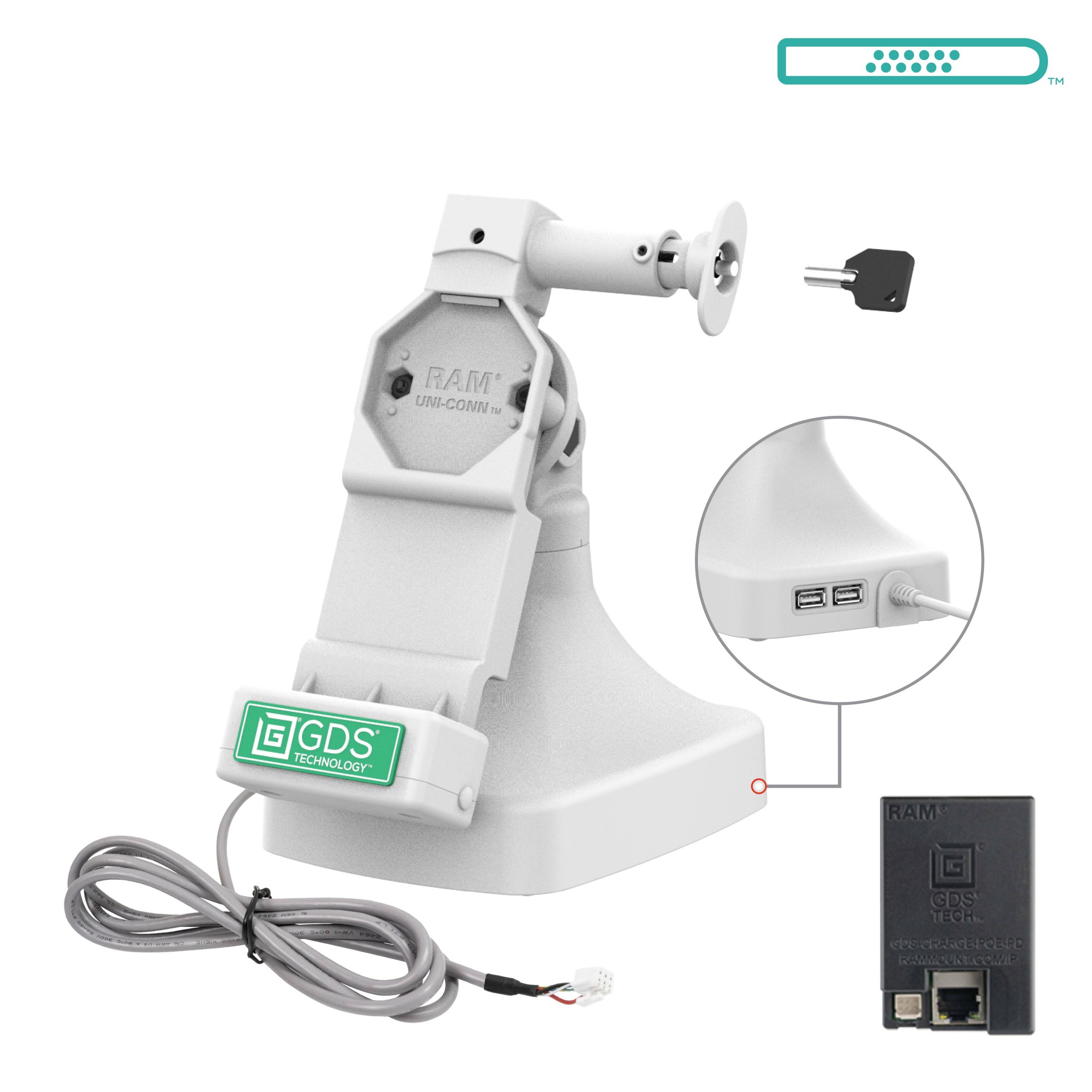 GDS® Uni-Conn™锁定按钮和旋转底座，带OE-灰色
