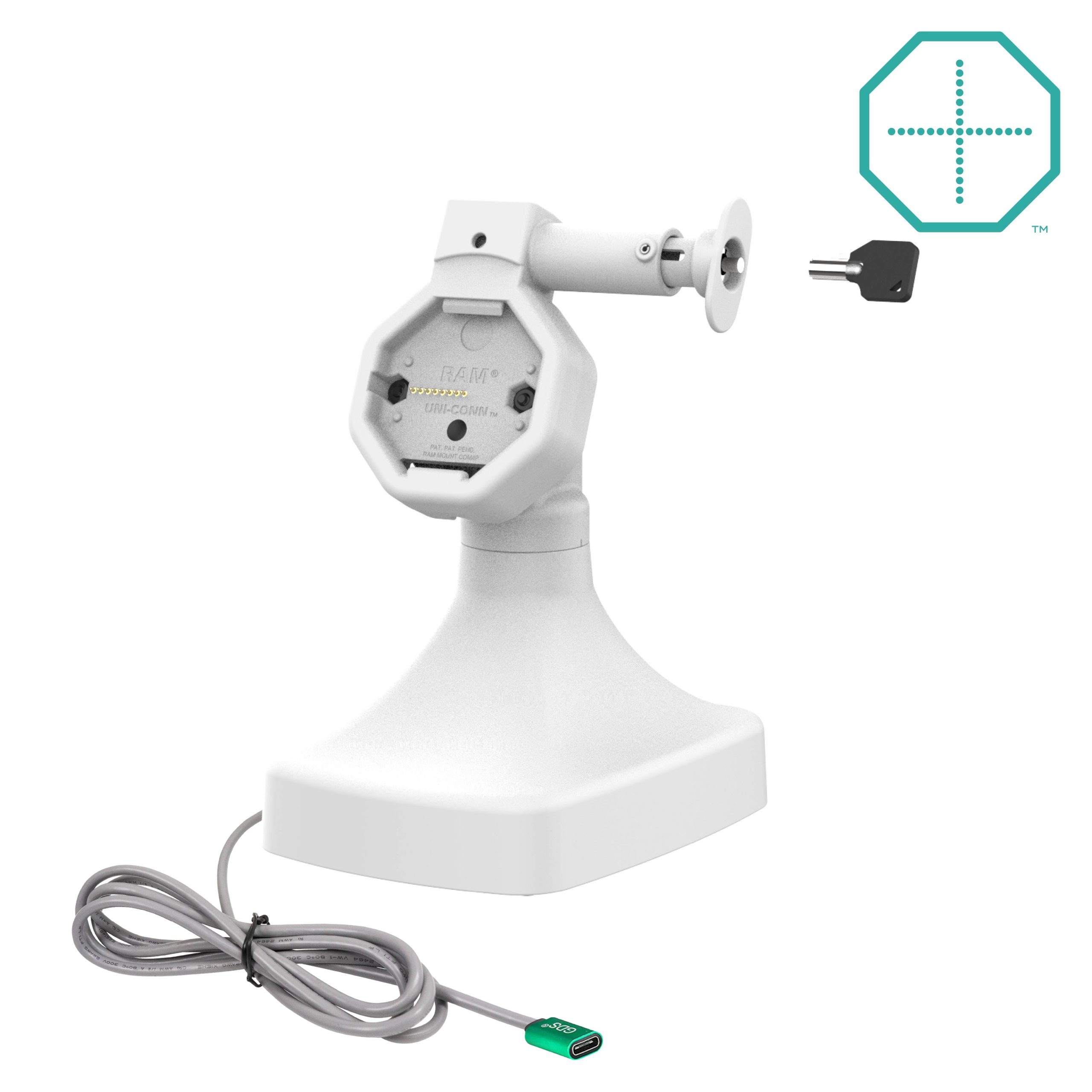GDS® Uni-Conn™电动锁定扳手和旋转底座，配备USB-C – Gray