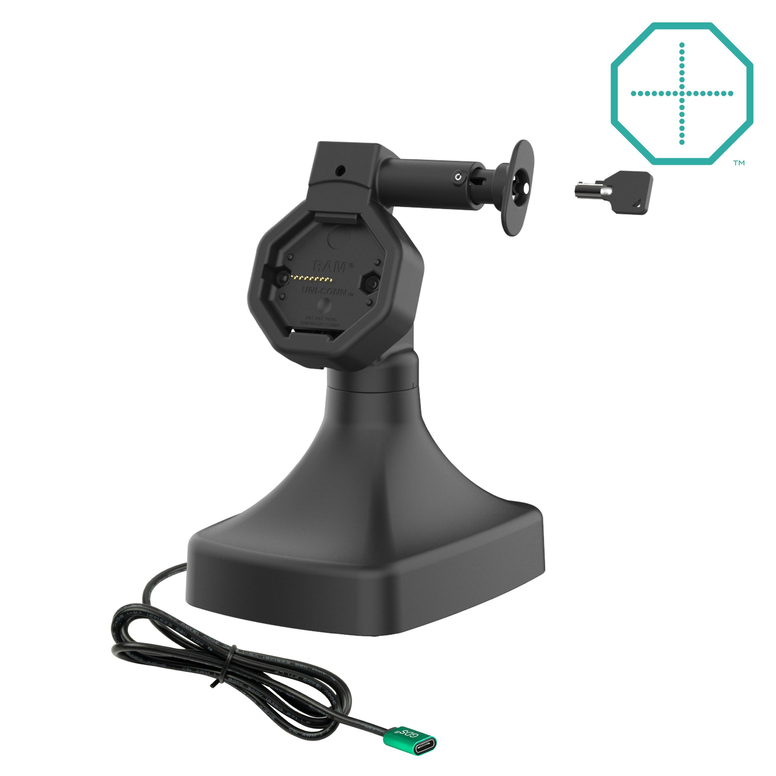 GDS® Uni-Conn™电动锁定按钮和旋转底座，配备USB-C