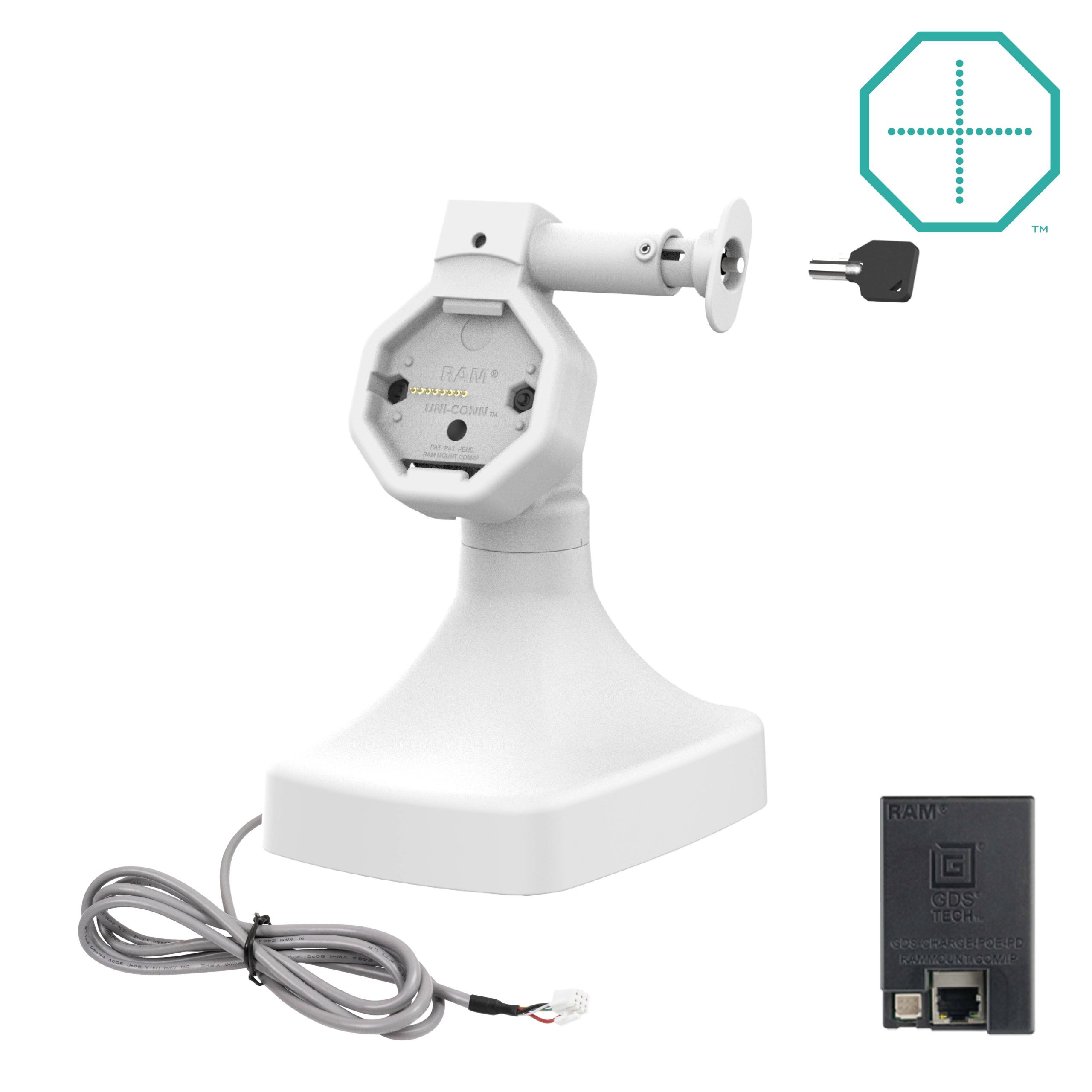 GDS® Uni-Conn™电动锁定按钮和旋转底座，带OE-灰色
