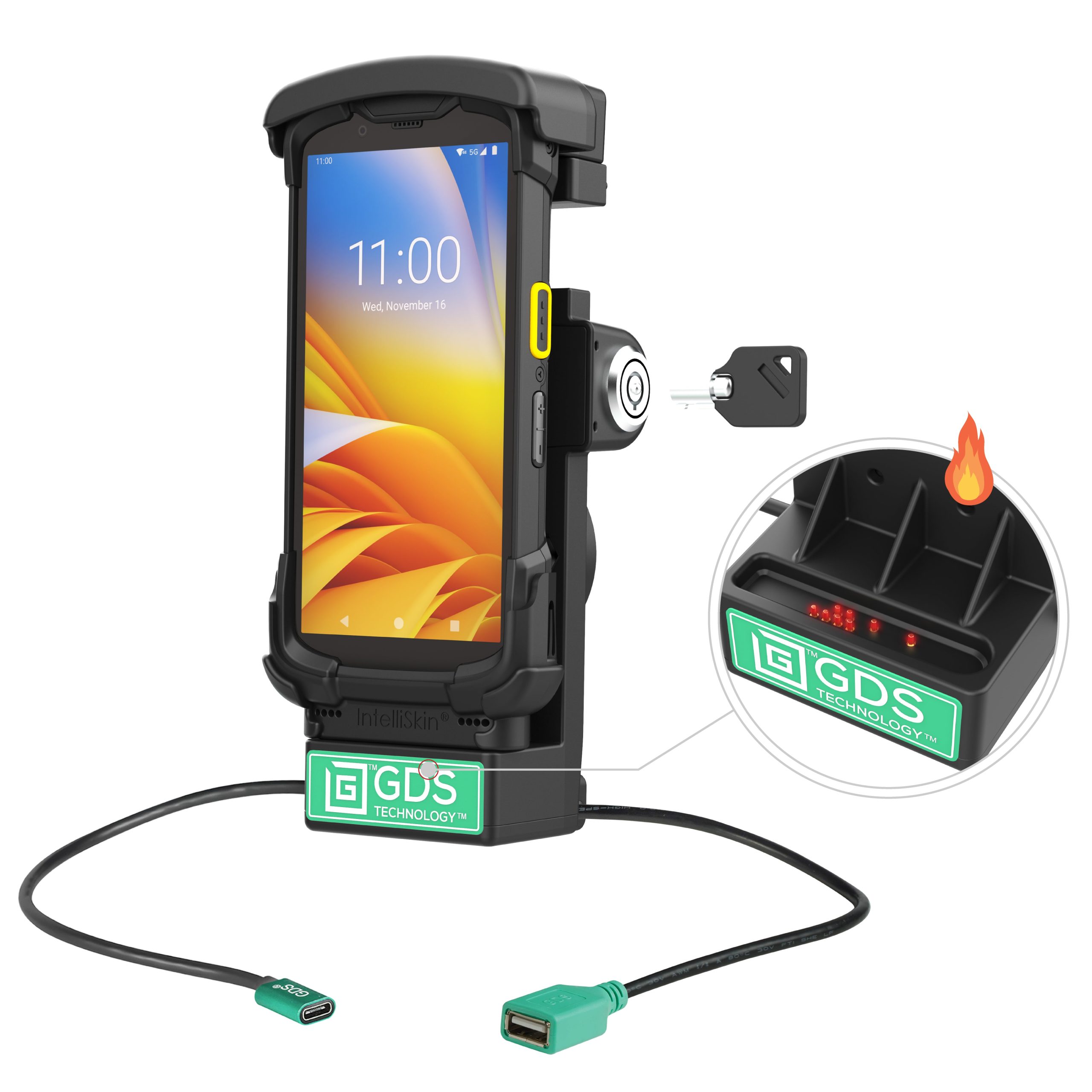 GDS®锁定电动Dock + USB-A，适用于Zebra TC 73/78 -加热销
