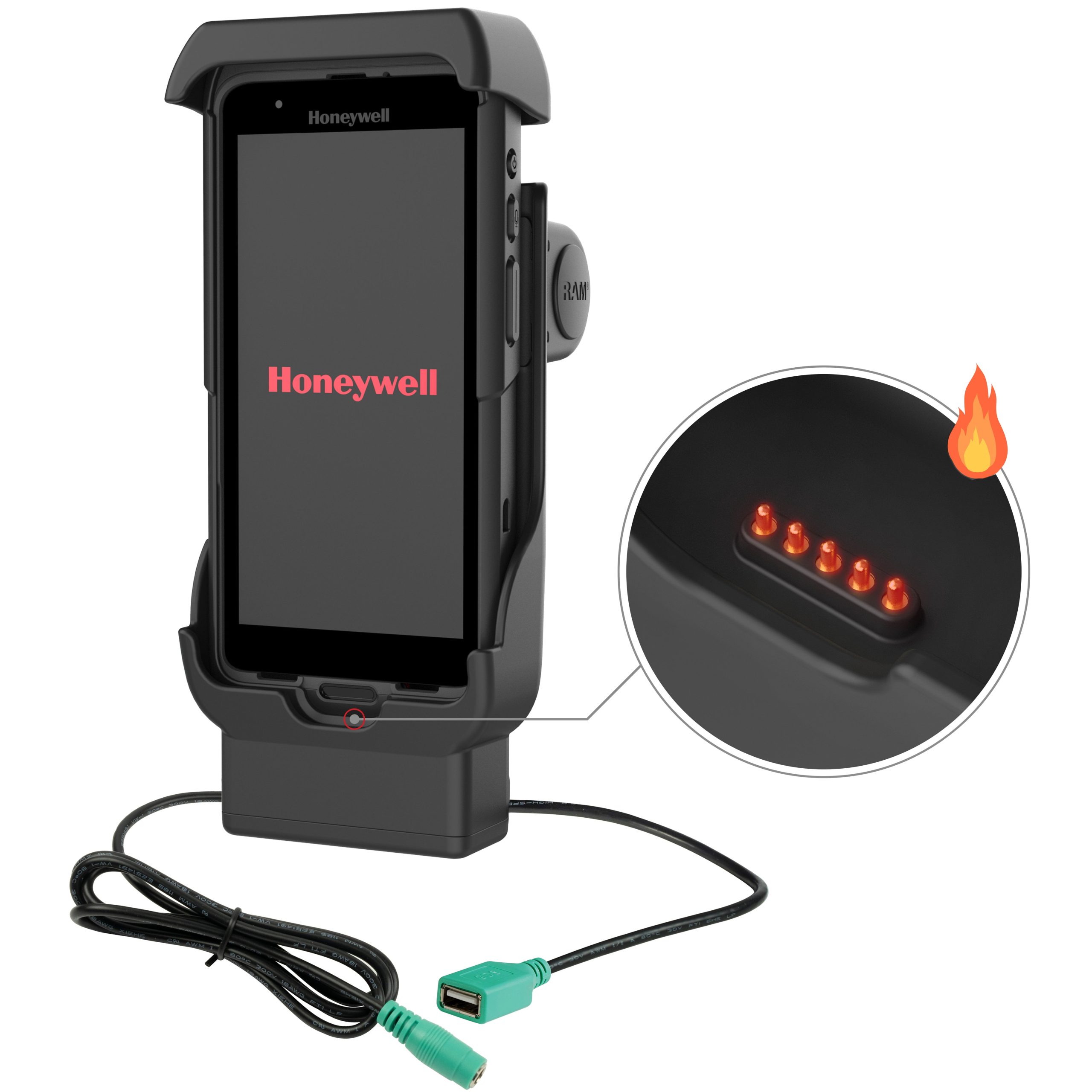RAM® Powered Dock + USB-A for Honeywell CT 40/45/47 -加热针