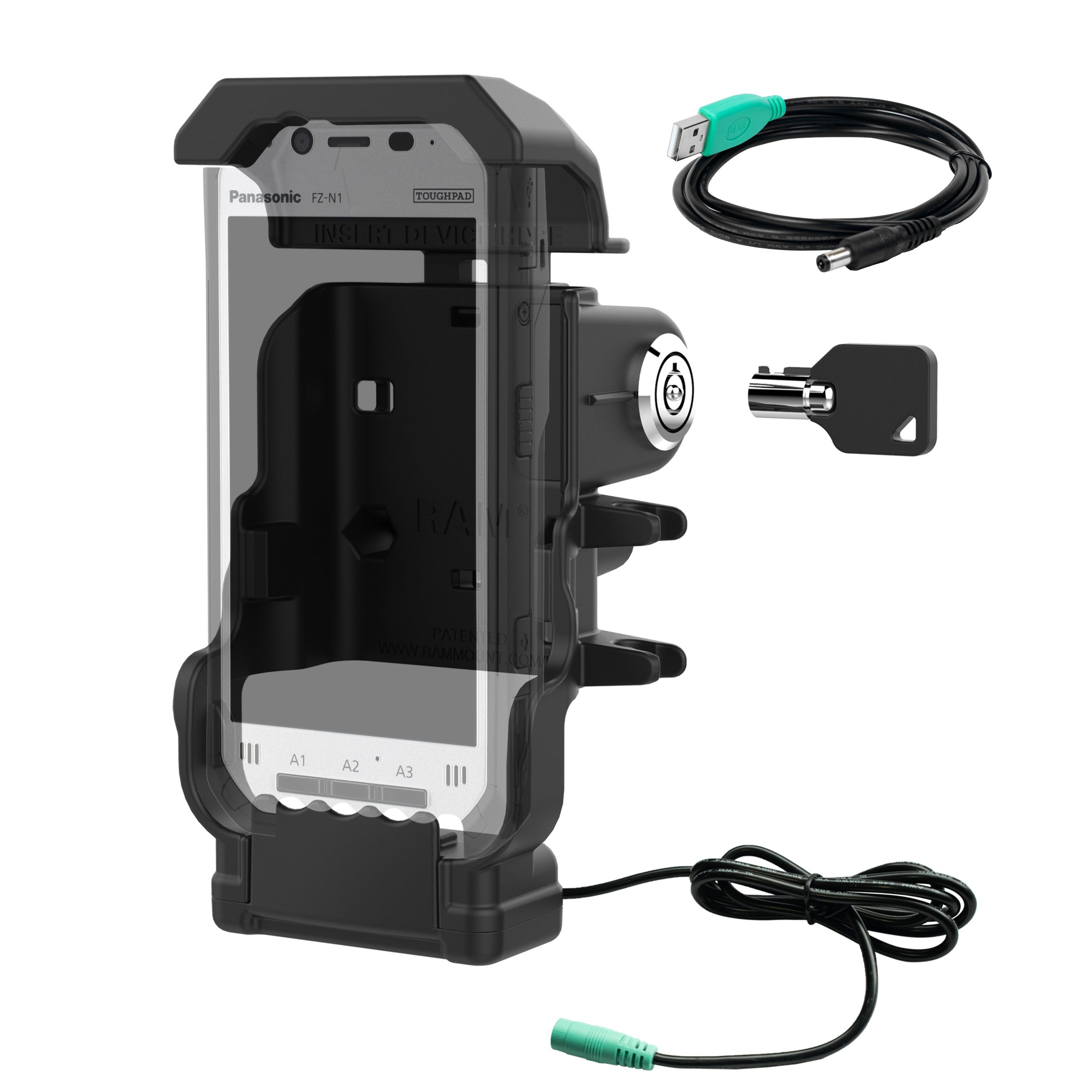 用于Panasonic Toughbook FZ-N1和FZ-F1的RAM®电动钥匙锁定支架