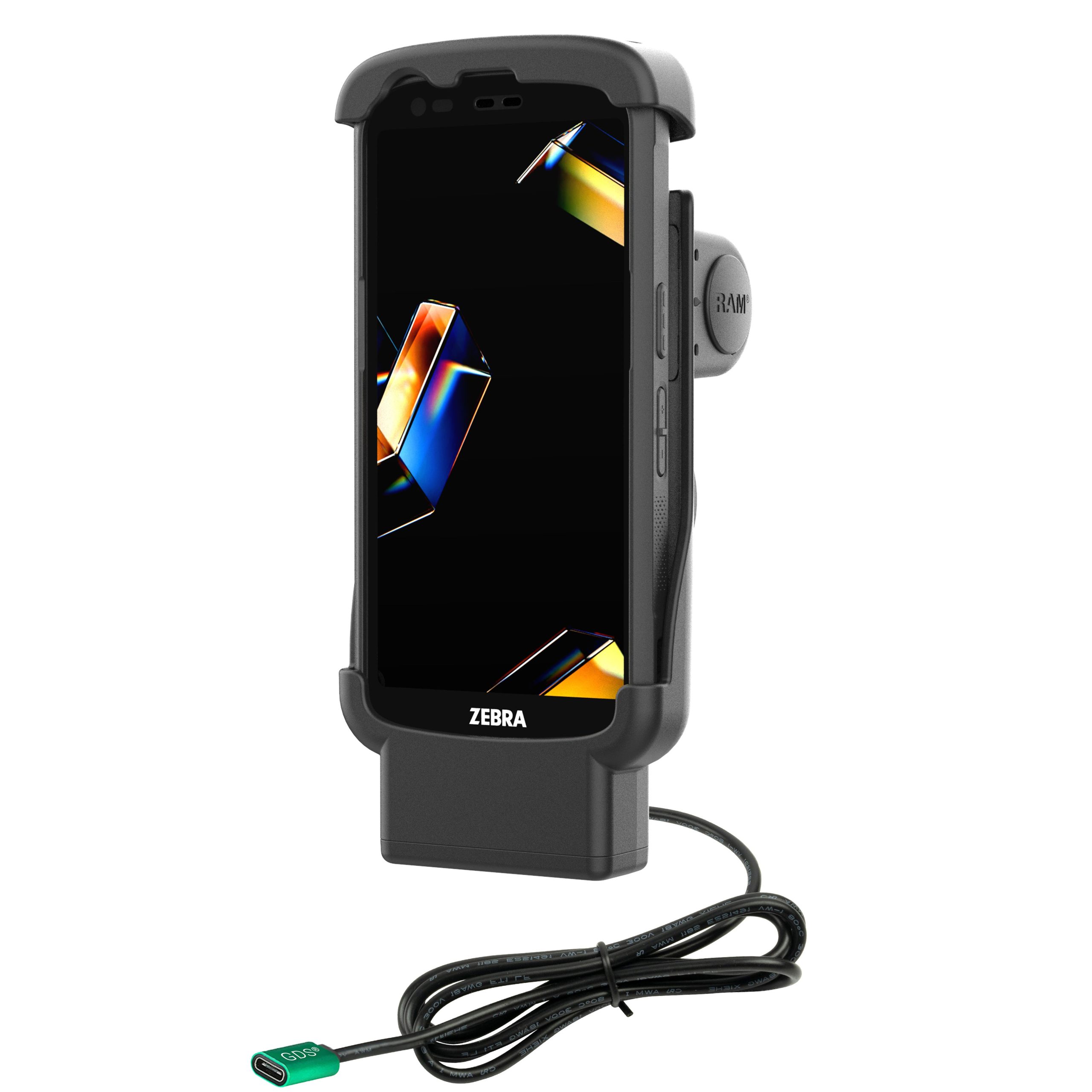 RAM® Form-Fit USB-C Dock，适用于Zebra TC 201和TC 22/TC 27，带防护罩
