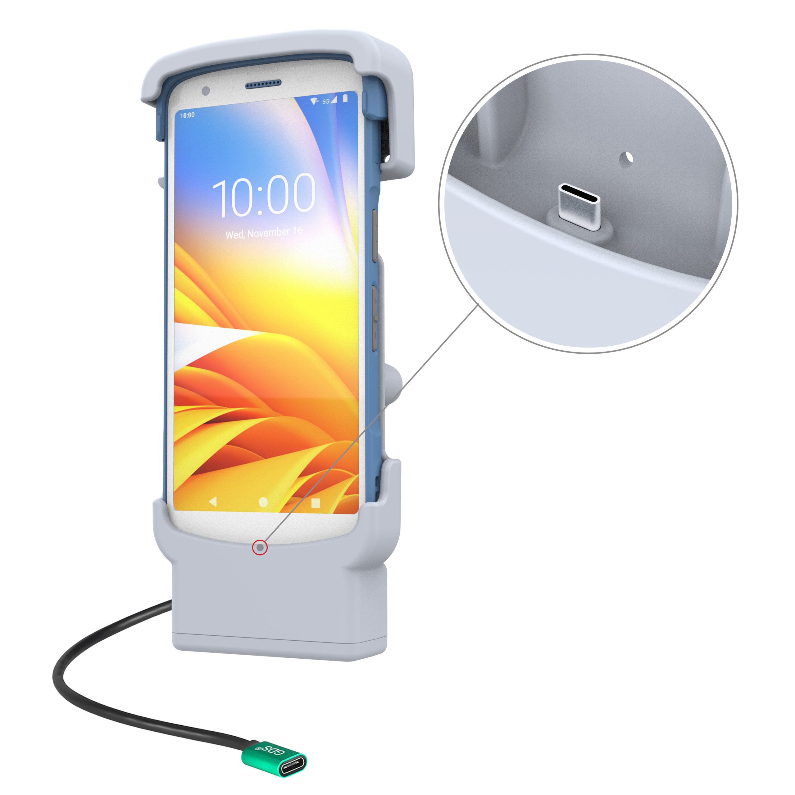 适用于Zebra HC 20和HC 50的RAM®供电底座，带USB-C