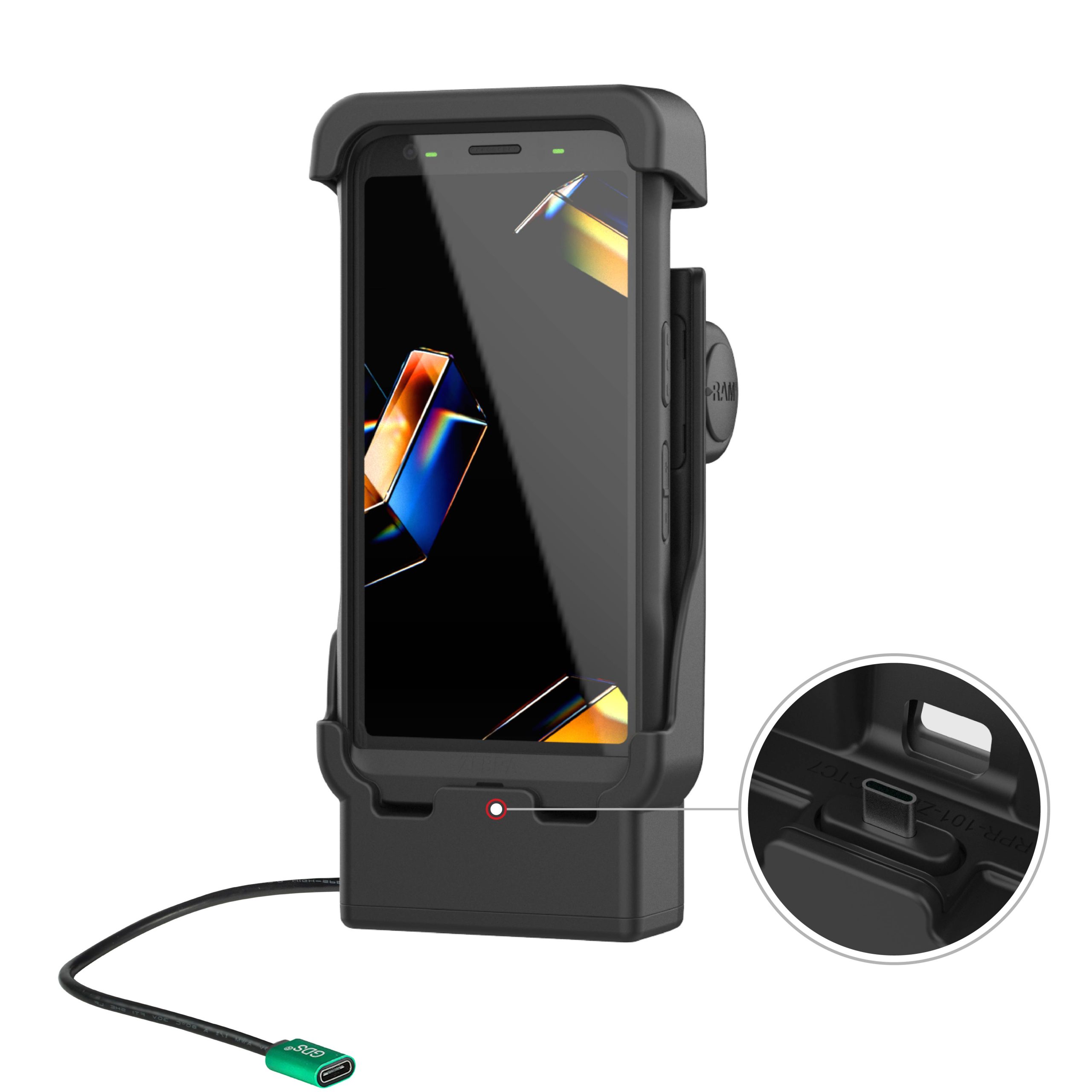 适用于Zebra TC 501的RAM®供电底座，采用USB-C