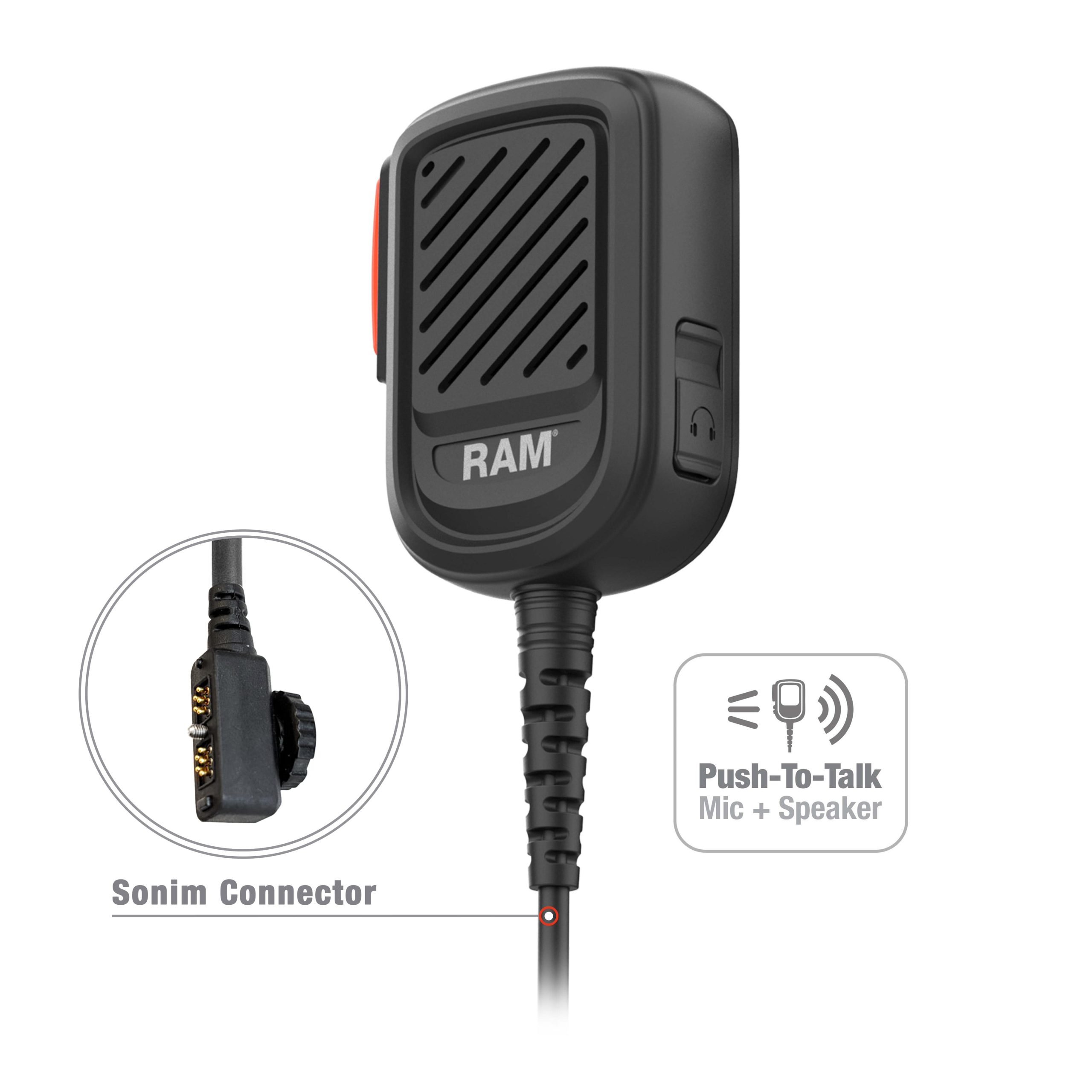 带有Sonim Secure音频连接器的RAM®远程扬声器麦克风