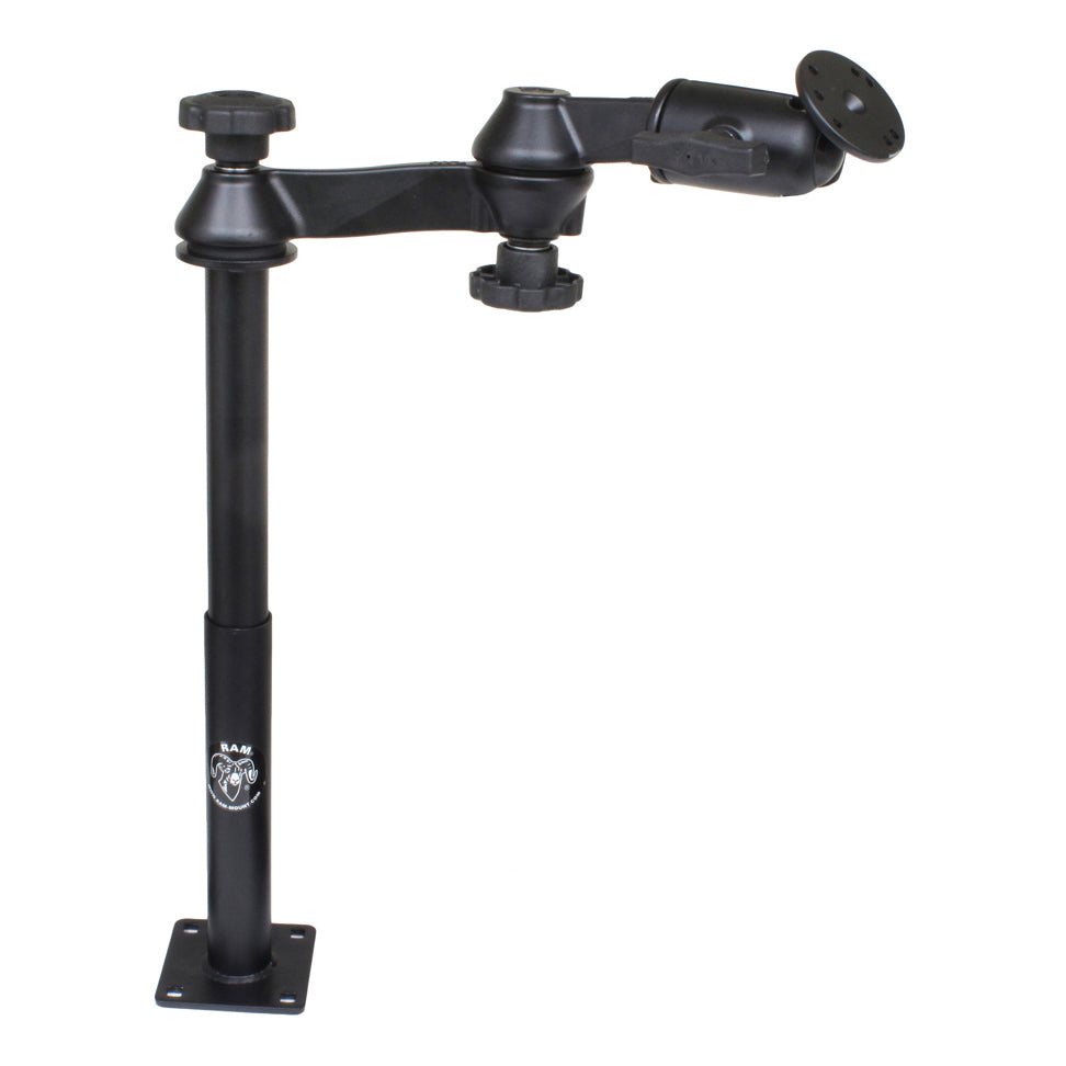 RAM® Tele-Pole™，带12英寸和9英寸杆子、双摆臂和圆板